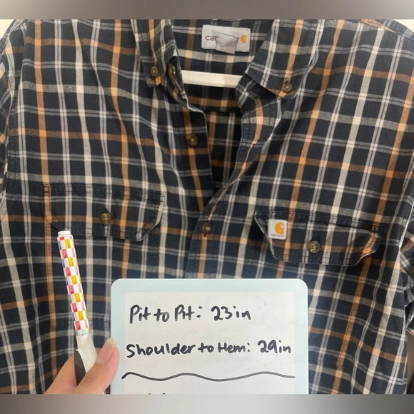 Carhartt Relaxed Fit Plaid Long Sleeve Collared Button Down Shirt Men’s Size L - Picture 10 of 11